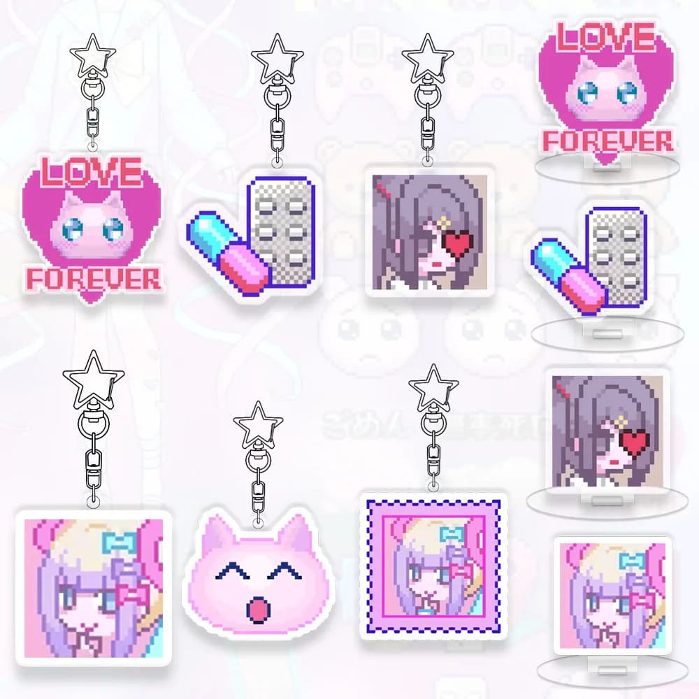 Needy Girl Overdose Star Portachiavi Acrilico Stand Card Decora Desktop Gioco Figura Ornamenti Raccogliere Giocattoli di Modello Kawaii Cartoon