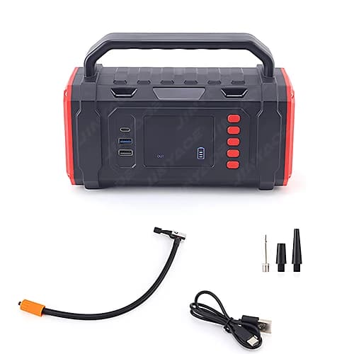 Avviatore d'Emergenza Portatile 16000mAh con Compressore d'Aria, Luce LED, Kit di Emergenza, Power Bank, Gonfiatore Pneumatici, Avviatori al Litio