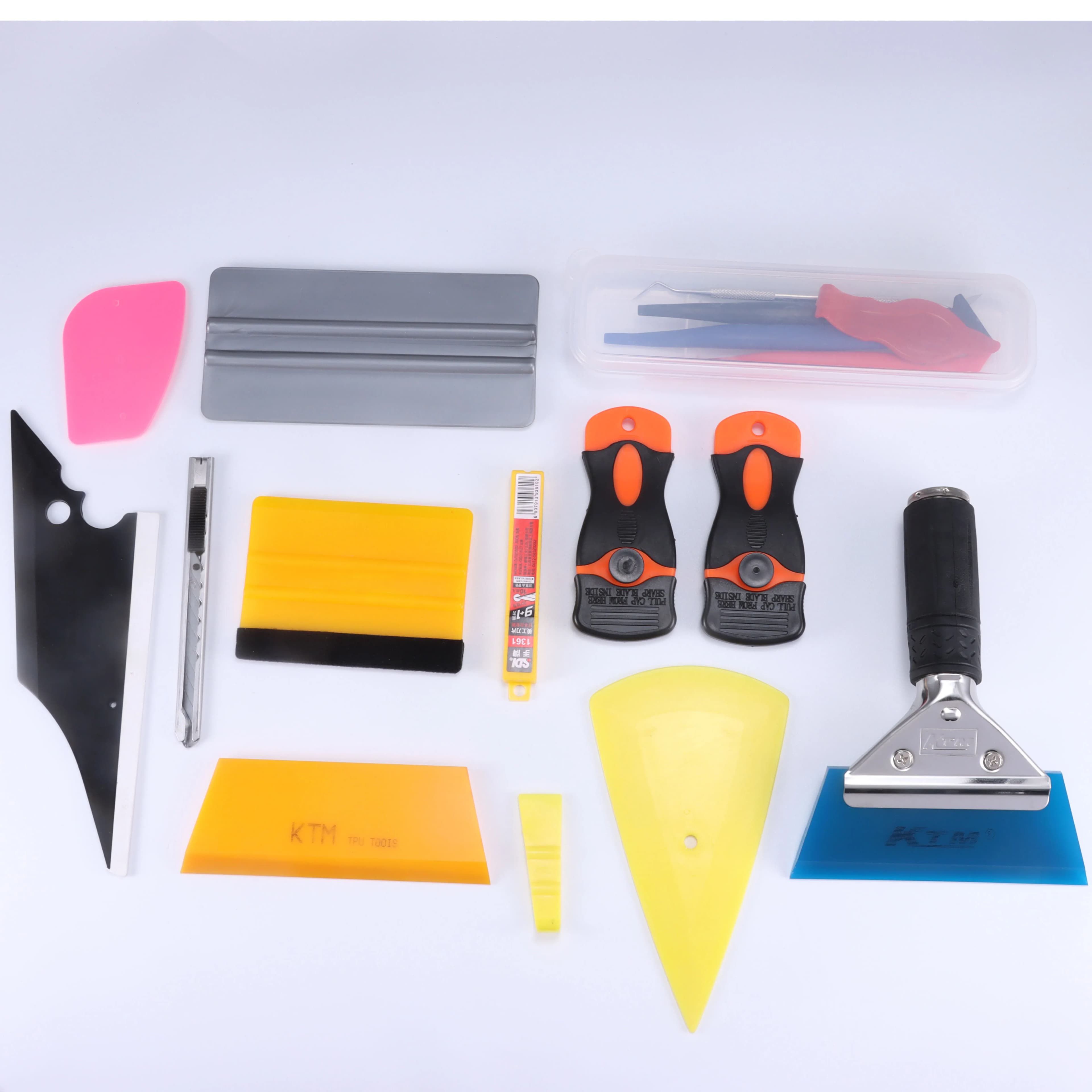 Kit di strumenti per avvolgimento di pellicole per auto Kit di levigatura di carta da parati per tergipavimento in feltro Raschietto duro Taglierina per veicoli Strumento per tinta per finestre per avvolgimento in vinile