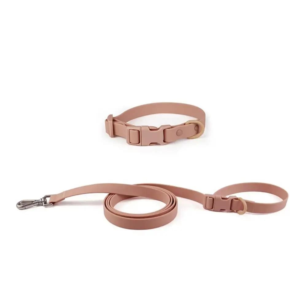Set Collare e Guinzaglio Regolabile per Cani, in Tessuto Elastico Impermeabile in PVC, Resistente allo Sporco e agli Odori, Guinzaglio Morbido