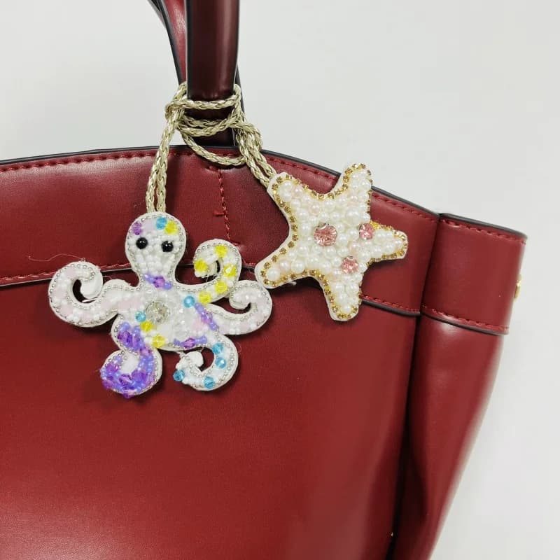 3D fatti a mano strass granchio perline polpo tartaruga corda appesa toppe toppe di cristallo vita marina perline applique borsa cordino