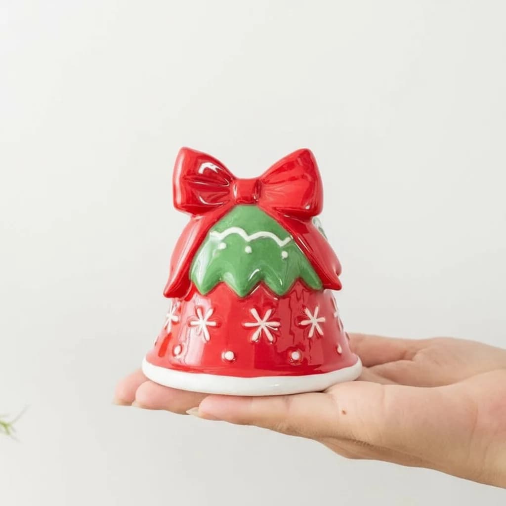 American Christmas Candle Creative Bow Star Ceramic Candle Holder Desktop Decor