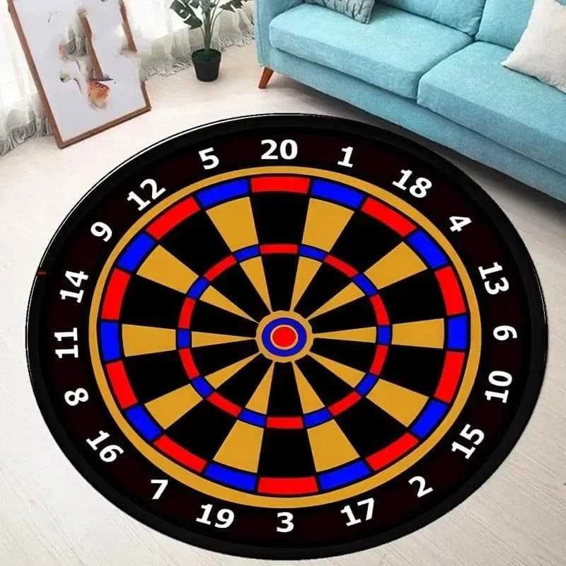 Dartboard Pattern Round Non-slip Rug Bullseye Round Rug Youth Bedroom and Living Room Chair Cushion Stylish Home Decor Rug