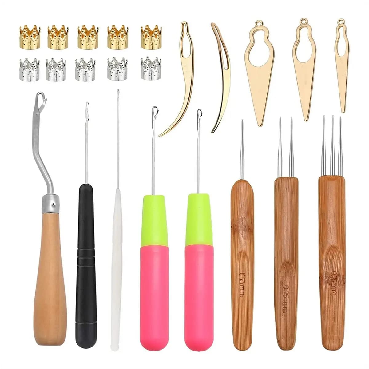 Set per Dreadlock: 100 Anelli per Capelli, 5 Uncinetti a Gancio, Accessori per Acconciature Dreadlock