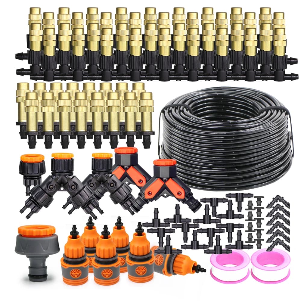 5M-50M 1/4 "Mango Ottone Ugello di Atomizzazione Spray Kit di Irrigazione Giardino Nebulizzazione Sistema di Raffreddamento Serra Esterna Nebulizzazione Irrigazione