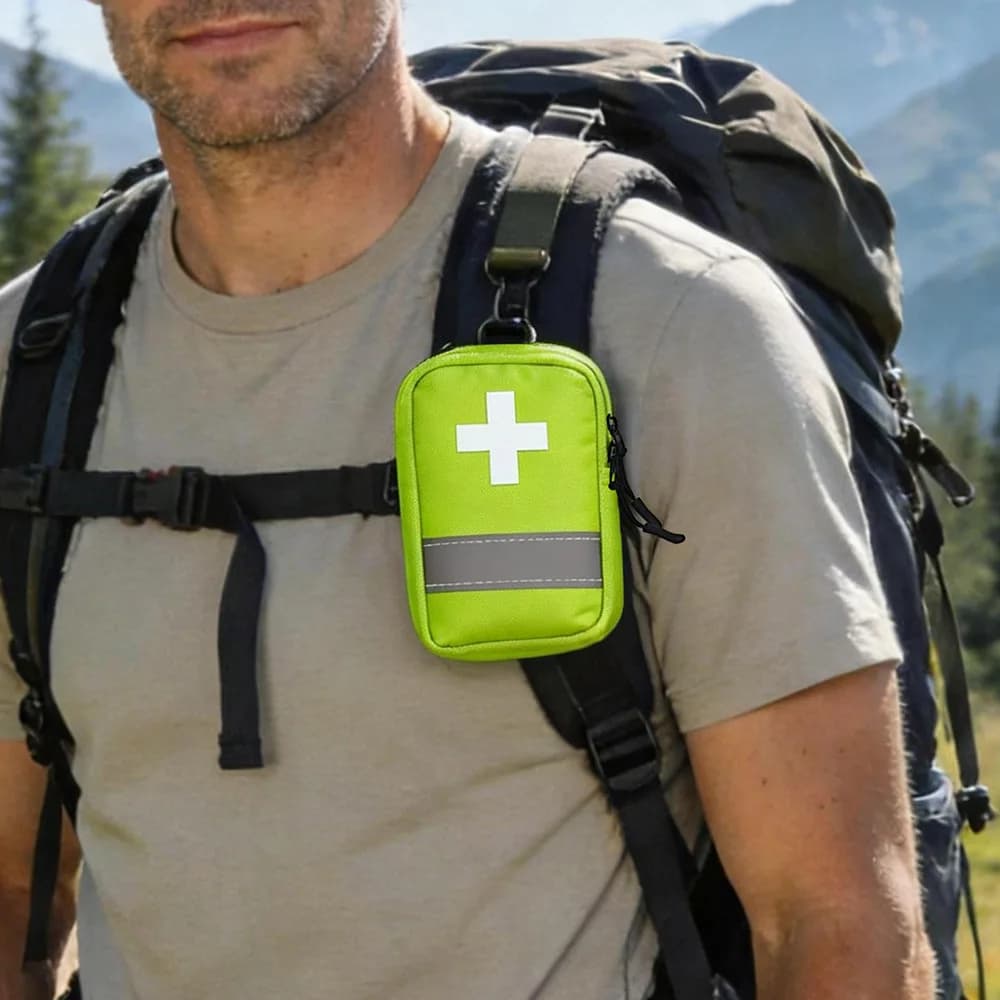 Outdoor Hiking First Aid Kit with Reflective Stripe Portable Emergency Pouch with Belt Loop for Travel