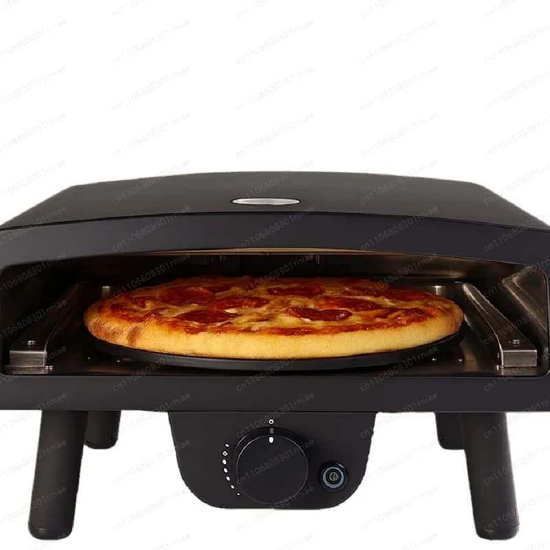 Forno per pizza a gas da 12 pollici con bruciatore a forma di U, controllo preciso della temperatura a 450 gradi, piastra rotante automatica in pietra.