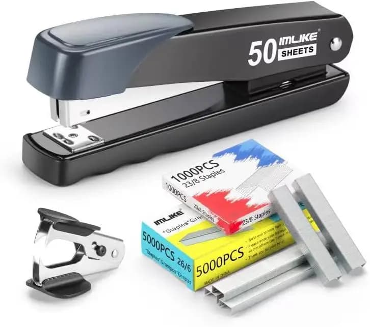 Cucitrice Professionale Anti-Inceppamento, 5000 Graffette 26/6 e 1000 Graffette 23/8, con Smagliagraffette, per Casa, Ufficio e Aula