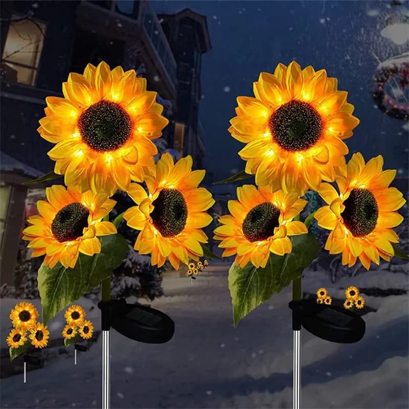 Luci LED Solari a Forma di Girasole per Esterni, Illuminazione Notturna per Giardino e Prato, Lampada Decorativa per Matrimoni e Natale