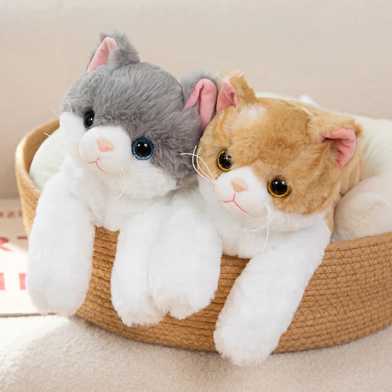 50 cm Imitazione Gatto sdraiato Giocattoli di peluche Simulazione carina Farcito Realistico Gatto Animale Peluche Bambole Regalo Decorazioni per la casa Giocattoli pelosi