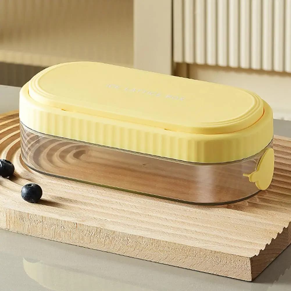 Vassoio per cubetti di ghiaccio a rilascio facile, con isolamento degli odori, stampo flessibile per cubetti di ghiaccio, impilabile, con sistema di rilascio a pressione e contenitore di conservazione