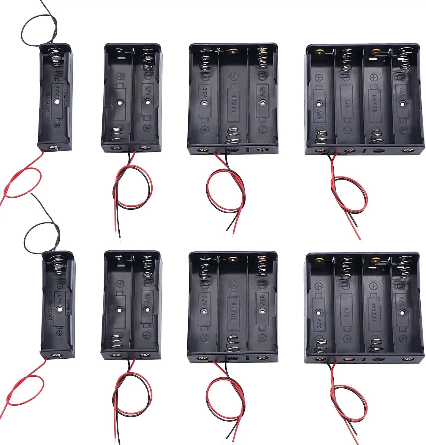 3 piece 18650 battery holder with cable 3,7 V, 7,4 V, 11,1 V, 14,8 V 18650 Battery storage charger