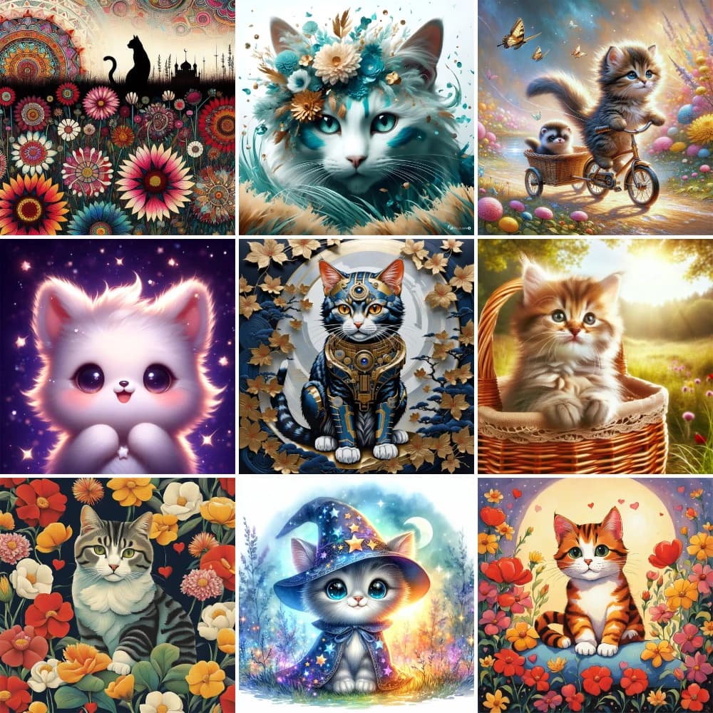 Animal Cat Flowers Pre-Printed cross-stitch ricamo Kit completo DMC thread cucito artigianato fatto a mano Hobby timbrato vendite filo interdentale