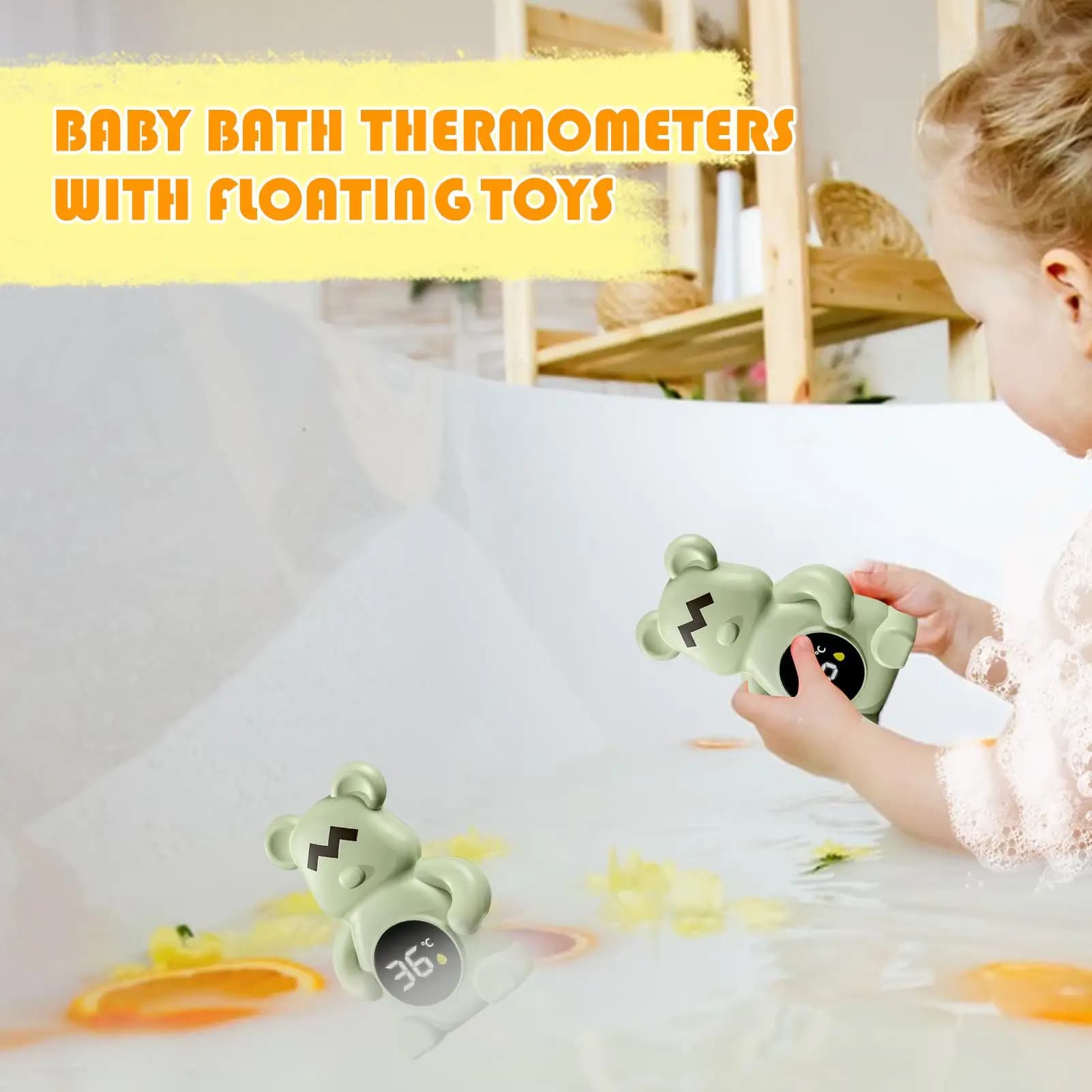 Sensore di temperatura del bagnetto per bambini Misuratore per vasca da bagno a forma di orso Giocattolo galleggiante Monitor della temperatura dell'acqua per doccia termale Nuoto Lago