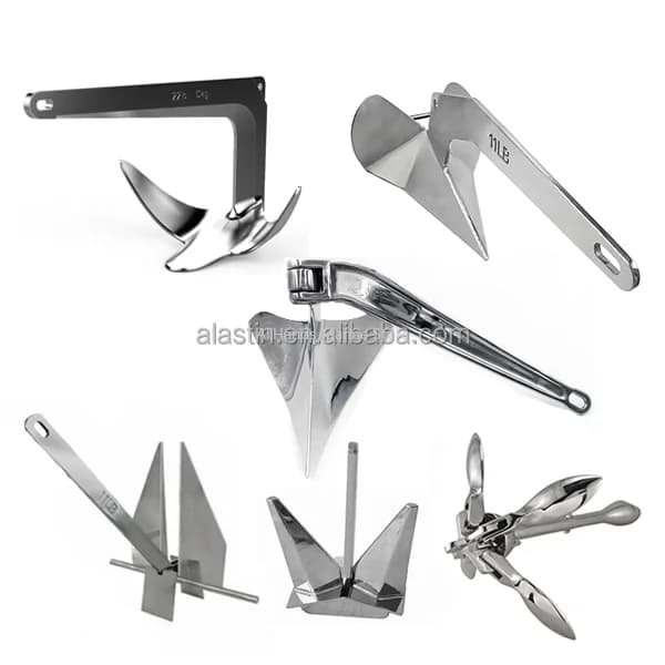 Boat Anchor 316 Stainless Steel Folding Bruce Plough Danforth Type Anchor Grapnel Marine