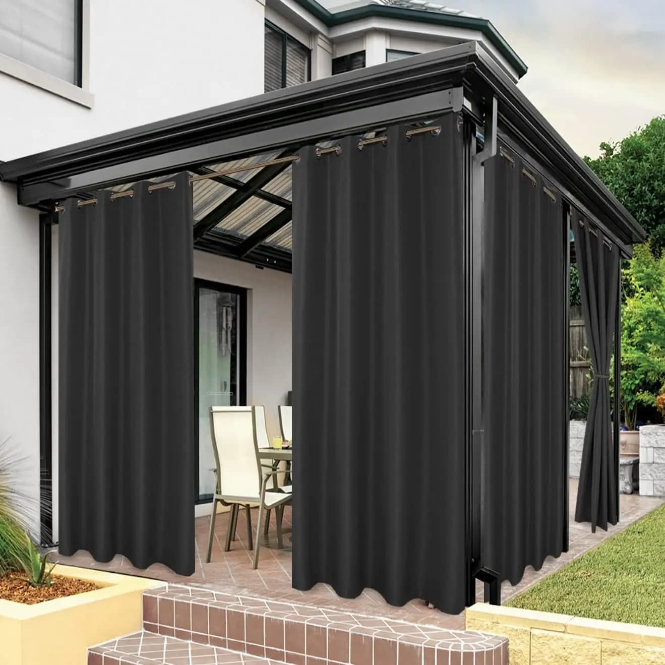 Tende Impermeabili da Esterno per Privacy del Patio, Tende Filtranti per Gazebo, Portico e Pergola, 1 Pannello 84Wx95L