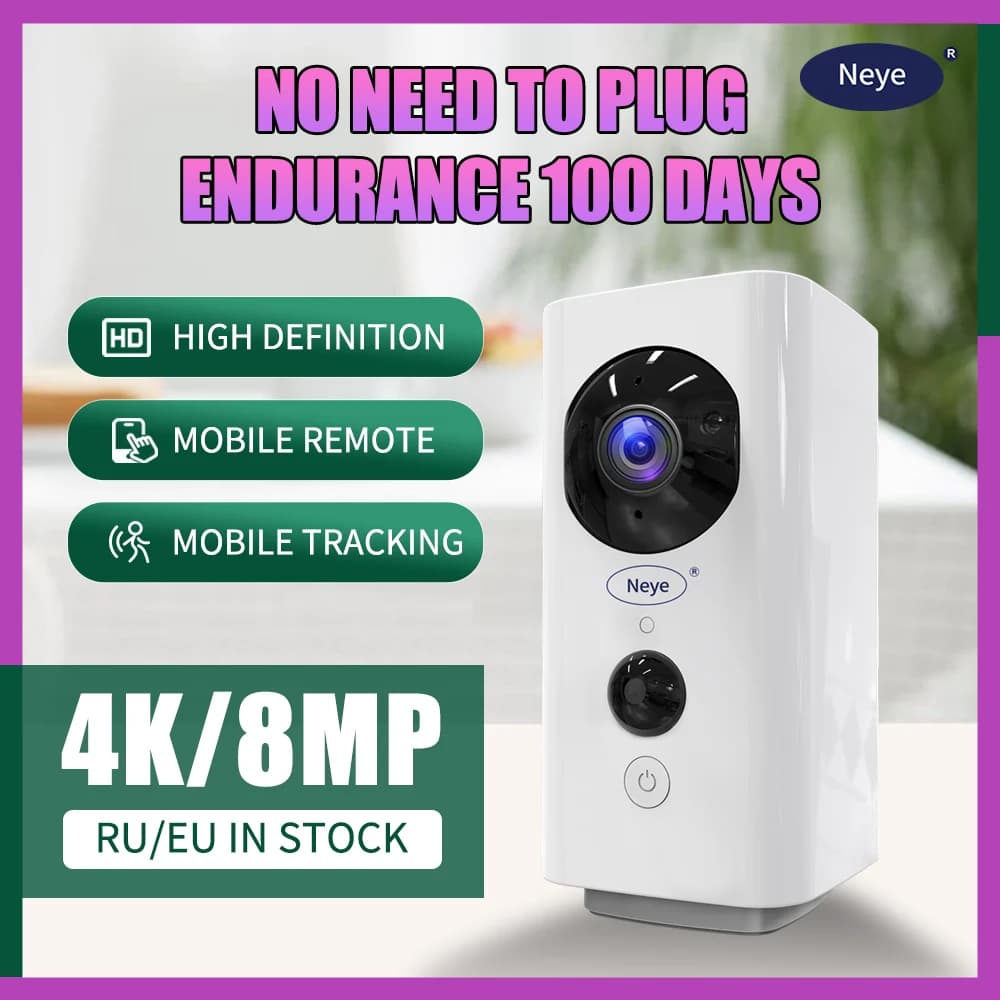 Telecamera di videosorveglianza WiFi 8MP 4K per interni Home Baby Monitor batteria integrata con durata della batteria telecamera per visione notturna Audio bidirezionale