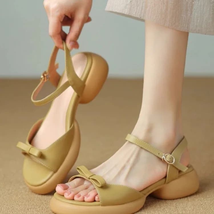Sandali da donna comodi con tacco spesso stile romano, alla moda per l'outdoor, con fibbia per gonna, scarpe stagionali primavera estate