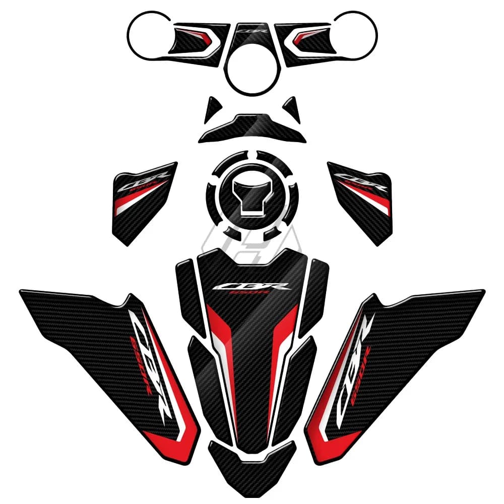 Per Honda CBR650R 2019-2022 3D Carbon-look Triple Yoke Defender adesivo laterale serbatoio Pad protezione
