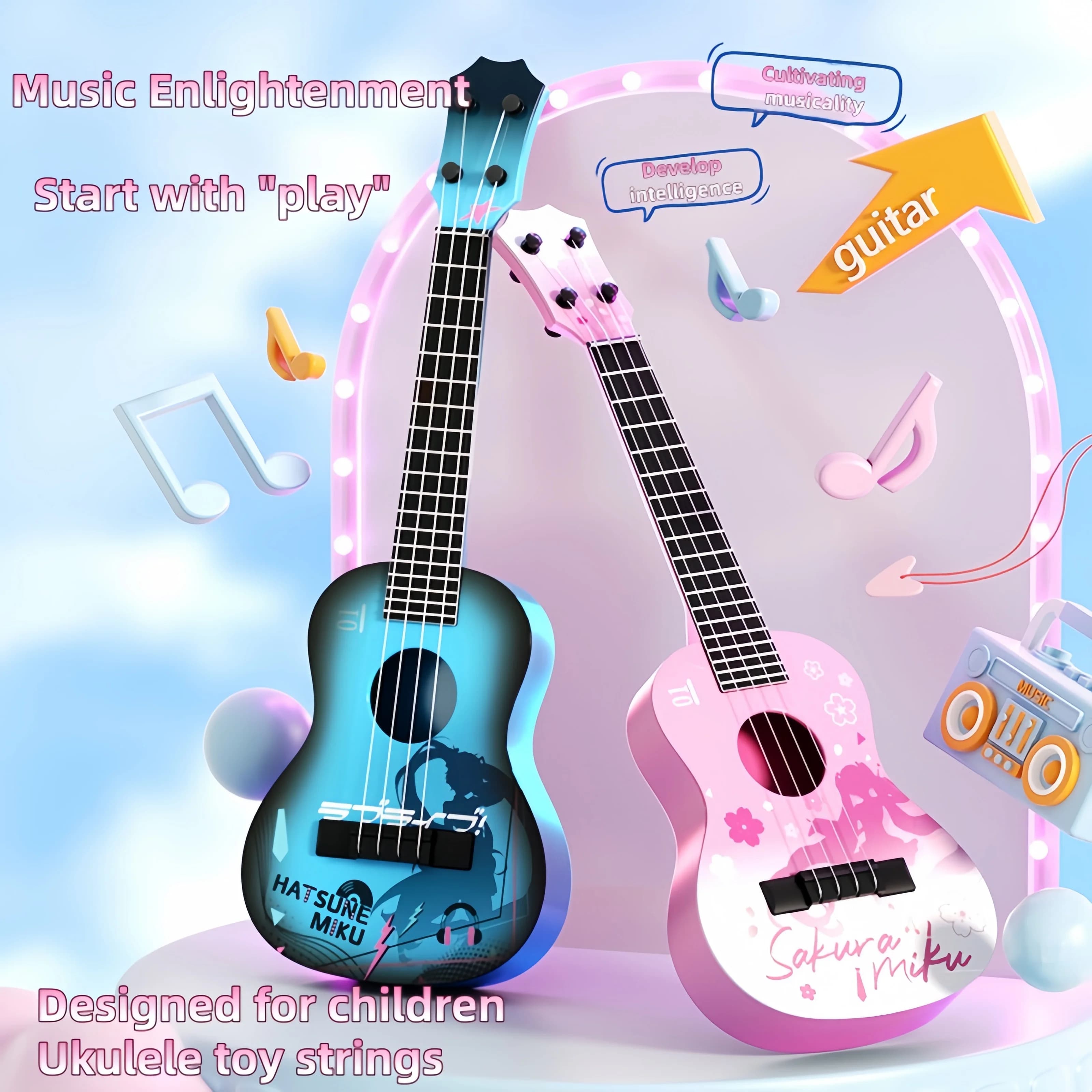 Ukulele per chitarra per principianti di chitarra, strumento musicale per studenti maschi e femmine