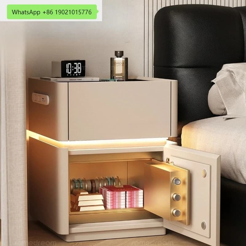 Comodino intelligente in legno massello, sicuro, integrato, semplice, per camera da letto, con armadietto con serratura