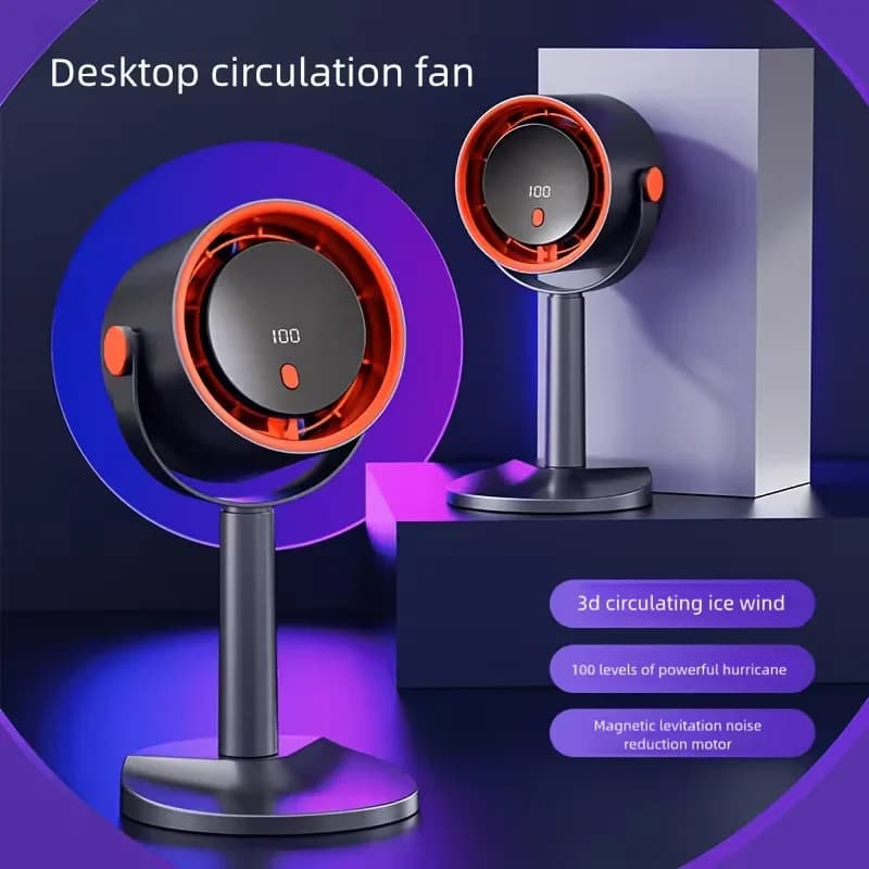 Ventilatore elettrico portatile senza pale, ricaricabile tramite USB, mini ventilatore turbo per campeggio all'aperto, per ufficio, dormitorio, uso domestico