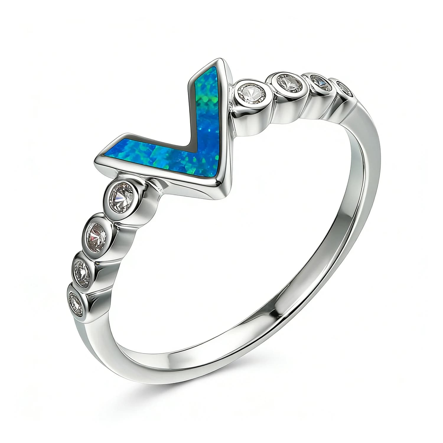 Anello Minimalista Unico con Opale Blu a Forma di Freccia, Impilabile, per Donne, Gioiello Romantico per Anniversario, Delicato per Uso Quotidiano, Regalo Unisex