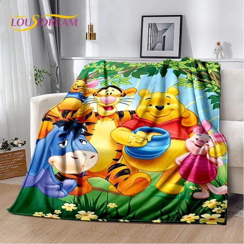Cute Winnie Pooh Bear Cartoon Soft flanella coperta per letto camera da letto divano Picnic, coperta da tiro per esterno regalo per il tempo libero copertura per bambini