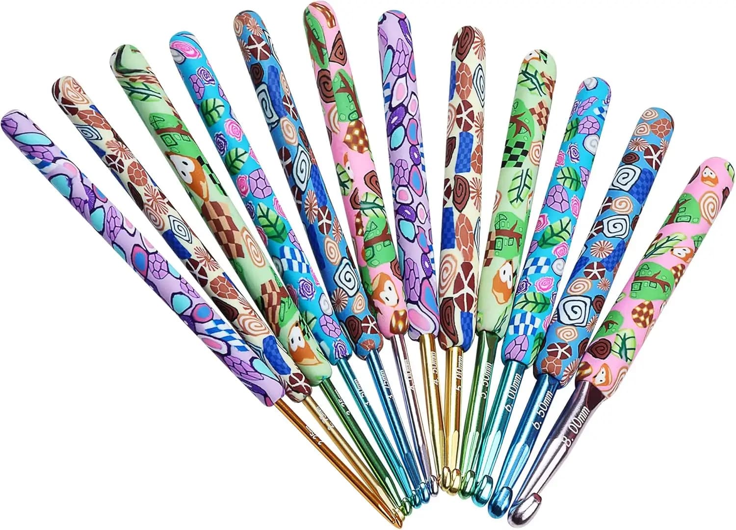 Set Completo di Uncinetti per Principianti, 2.25-8mm, Impugnatura Ergonomica, Stampa Animalier, Regalo per Amanti del Crochet