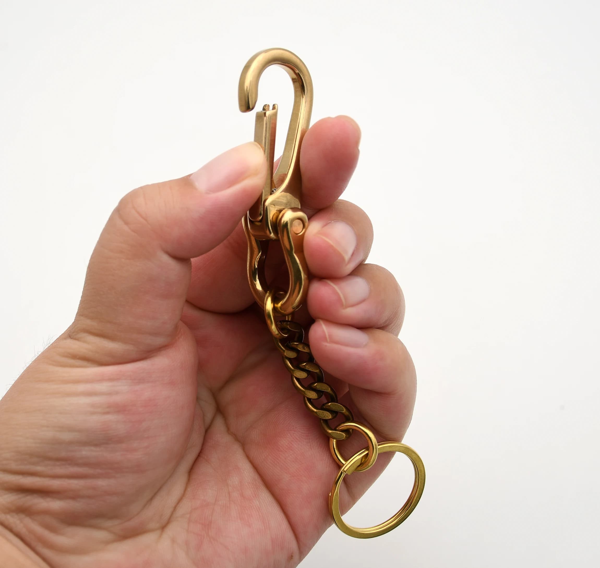 1 Pezzo Moschettone a Grilletto in Ottone Massiccio per Portachiavi, Catena Portafoglio, Catena Bici, Anello Portachiavi, Accessori