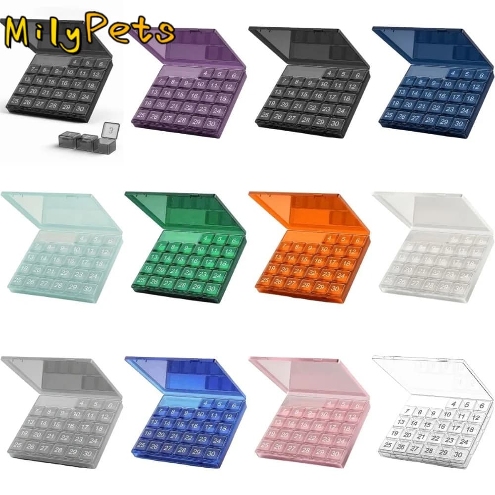 Transparent Monthly Pill Organizer Squeeze-to-Open Compartments Portable Storage Box Plastic Waterproof Daily Medcine Container