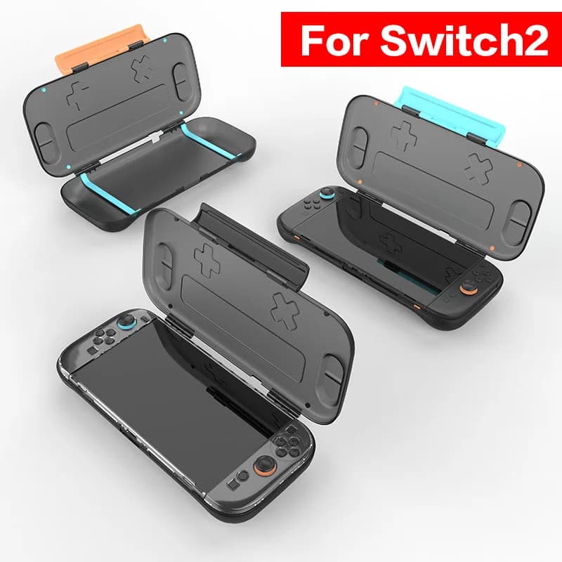 Custodia rigida protettiva per Switch2 Custodia da trasporto nera traslucida per Nintendo Switch 2 (2025) Scatola di immagazzinaggio per accessori ns2