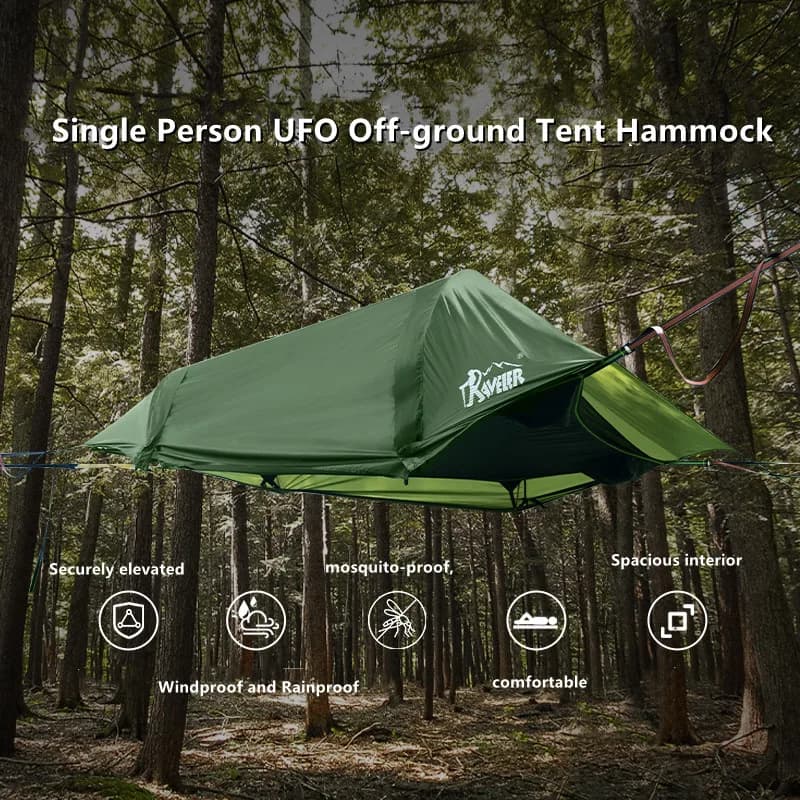 Tenda da Albero 2-in-1 per Aria e Terra, Ampio Spazio Portatile per Campeggio Esterno, Impermeabile Antivento e Antimosquito