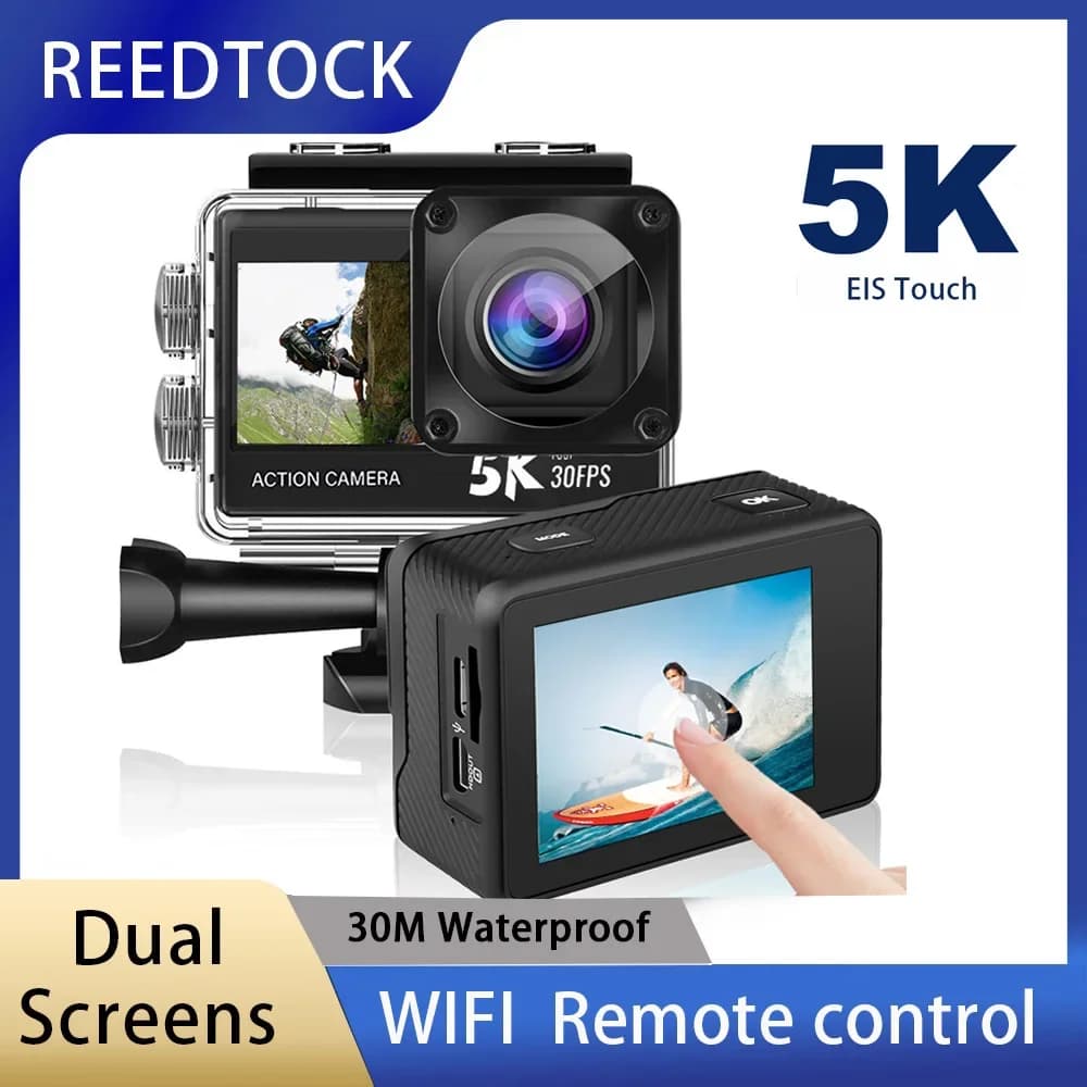 5K 4K60fps Action Camera Doppi schermi Anti-shake EIS 2.0 WiFi 170D 5X Zoom Subacqueo Impermeabile Telecamera sportiva con telecomando