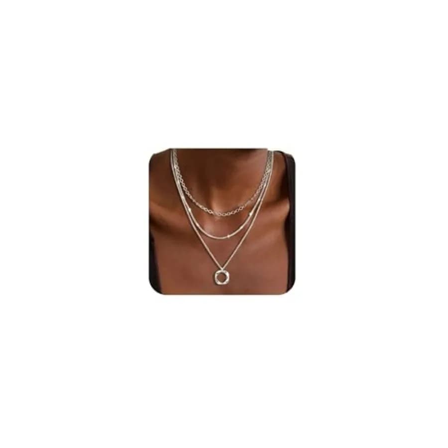 Collane a strati in argento per donna, collane girocollo impilabili in argento sterling per donna, collane a catena con ciondolo alla moda per la creazione di look a strati