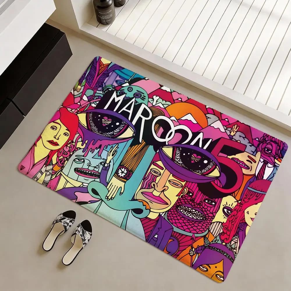 Global Pop Rock Band M-Maroon 5 Soft flannel anti-slip door pad - thickened carpet for home and living room furniture