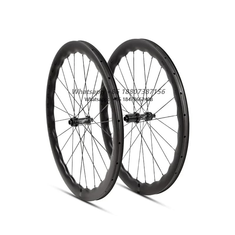 Set di Ruote in Fibra di Carbonio 700C per Bici da Strada, Freno a Disco Four-Pelican, Cerchio Ondulato a 50 Raggi, Sistema a Cricchetto, Leggero, Cerchio 40-60mm