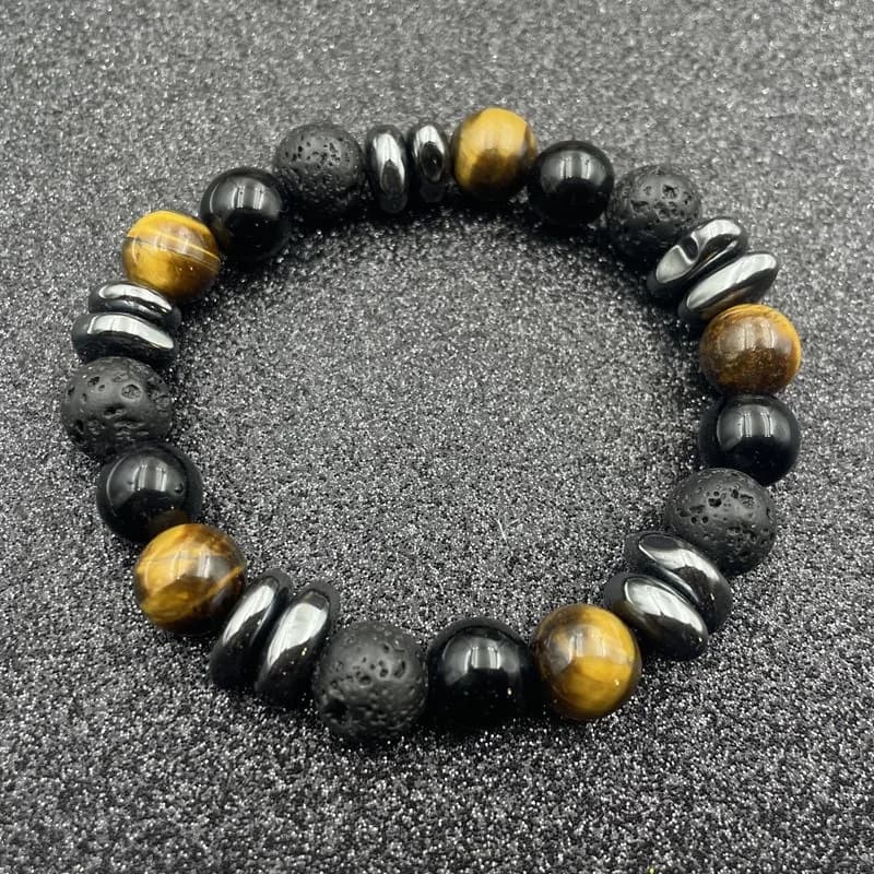 New Reiki Healing Balance Yoga Energy Stone Buddha Bracelet 8mm Wood Bead Black Lava Stone Diffuser Bracelet