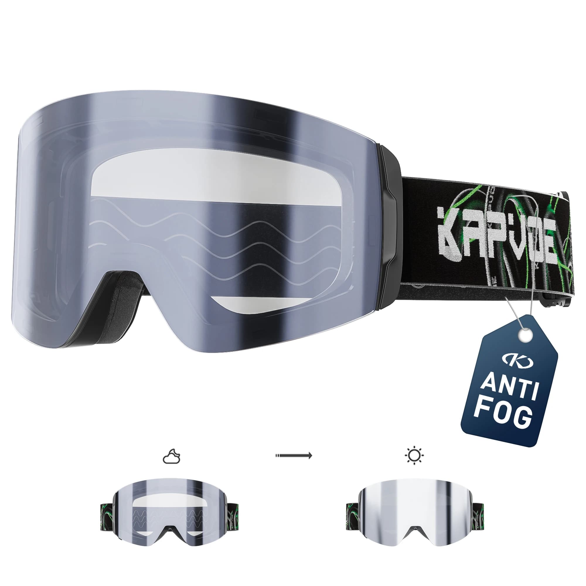 KAPVOE Nuovi Occhiali da Sci Fotocromatici Snowboard OTG Occhiali da Neve Lenti Magnetiche Uomo Donna UV400 Doppi Strati Lente Anti Fog Pattinaggio