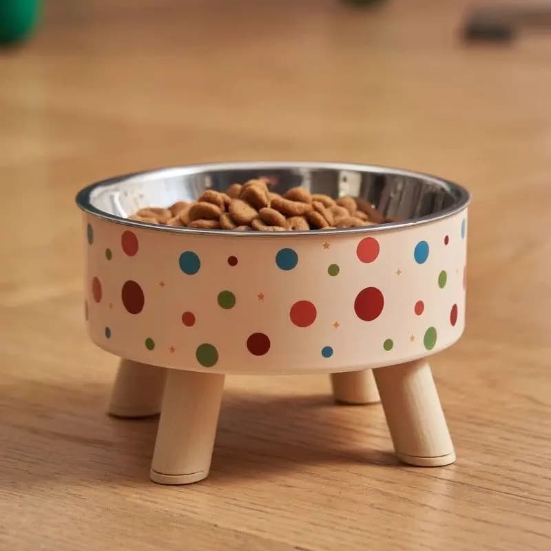 Nuova Ciotola per Animali Domestici in Acciaio Inox, Ciotola per Cibo e Acqua per Cani e Gatti, con Piedini Alti, Antiscivolo e Antiribaltamento