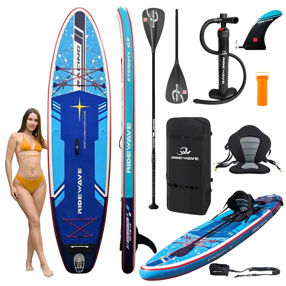 RIDEWAVE OEM CE 10'6 11' 11'6 Tavola da Paddle Surf Gonfiabile per Pesca e Surf con Sedile
