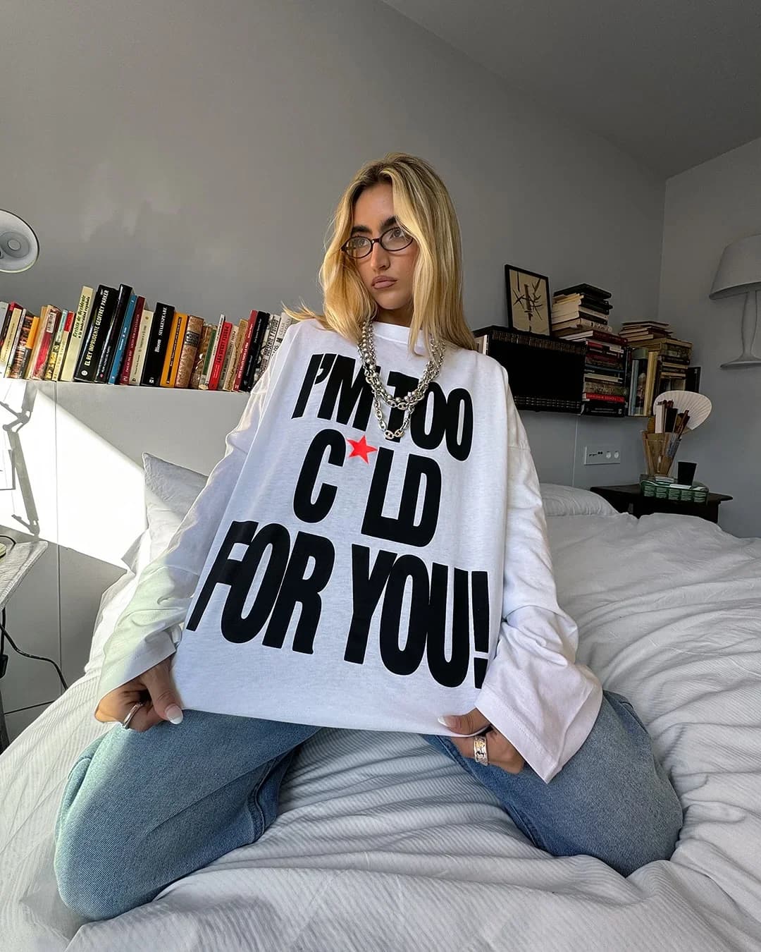 T-shirt a maniche lunghe in jersey coldculture vintage oversize Lettere casual Hiphop Harajuku Streetwear Y2k Top Uomo Donna Abbigliamento