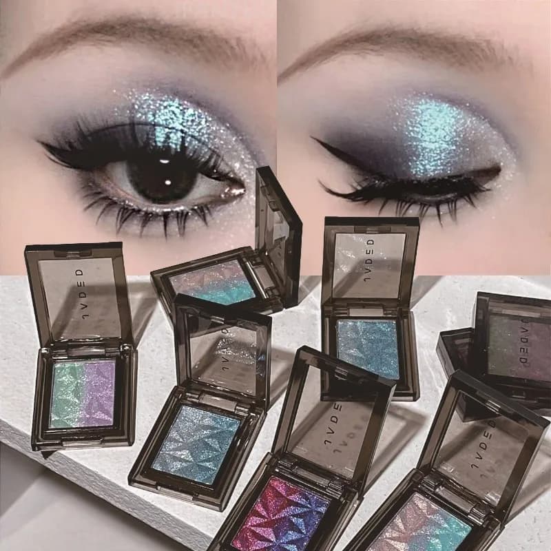 Palette Shadows Smoked Camaleonte Effect Glitter Silver Blue Metallic Perlescent Long Lighting Duration for Make Eyes
