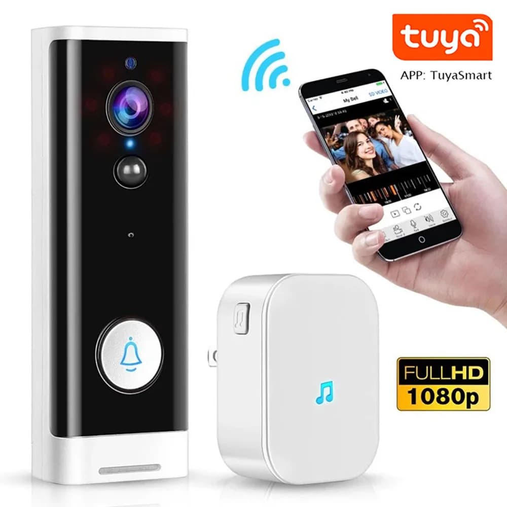 Tuya Campanello wireless intelligente WiFi Monitor esterno ad alta definizione Videocitofono per visione notturna a infrarossi impermeabile