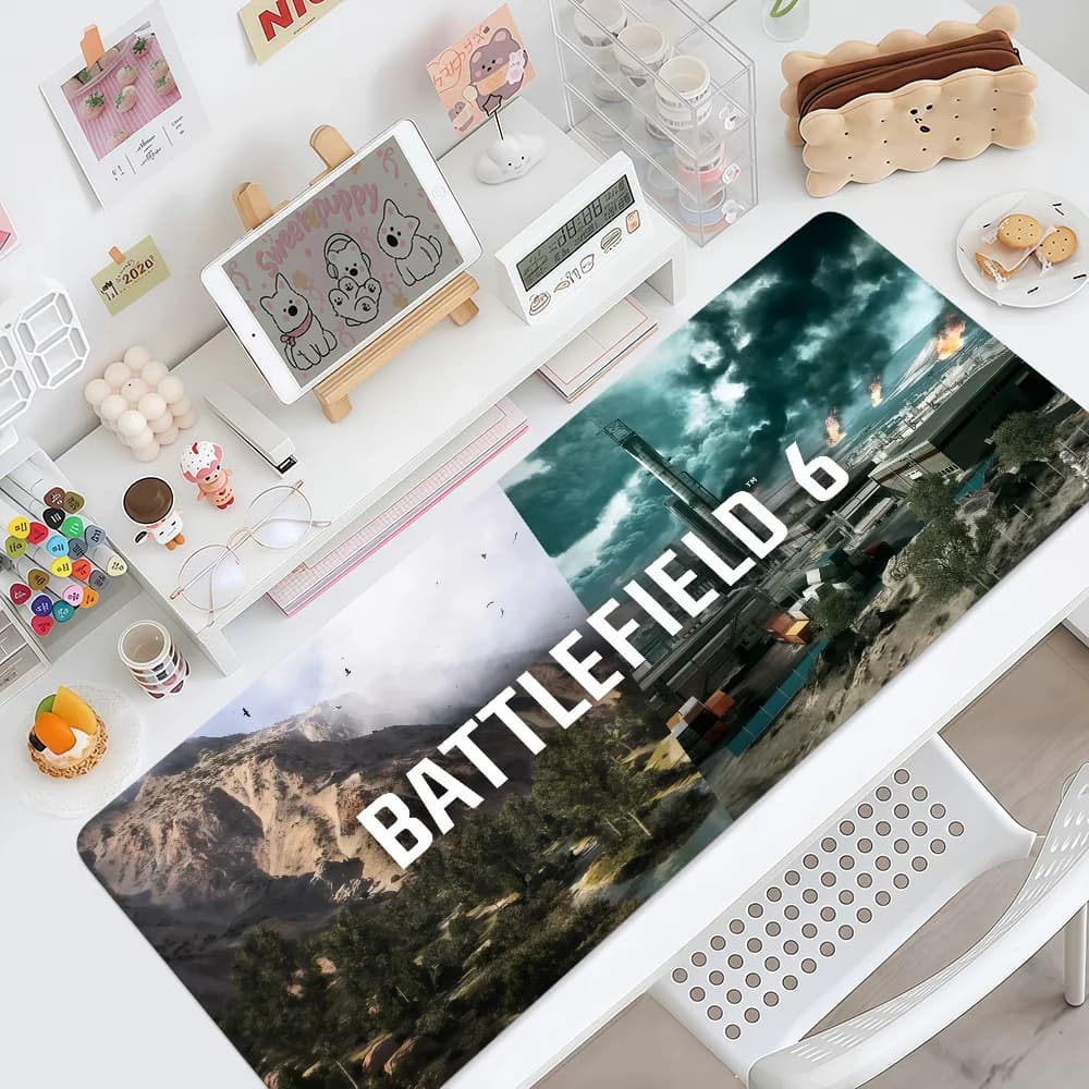 Tappetino per Mouse Antiscivolo con Bordo Rinforzato per Ufficio, Giochi, Studenti, B-Battlefield, Gaming, E-sports, Nuovo Modello 6, Grande e Spesso, Cuscino per Scrivere