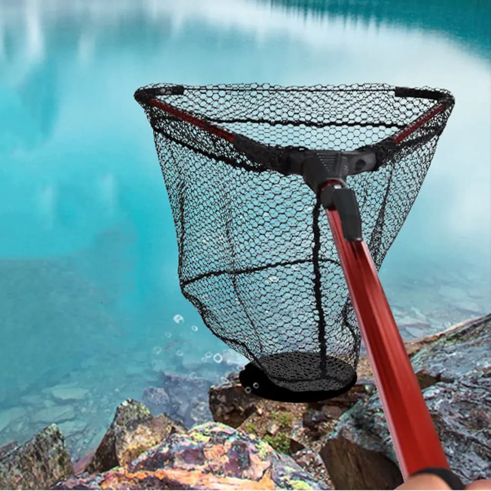 Guadino Telescopico Leggero e Portatile con Rete Robusta Rispettosa dei Pesci e Manico Antiscivolo per la Pesca in Acqua Dolce e Salata