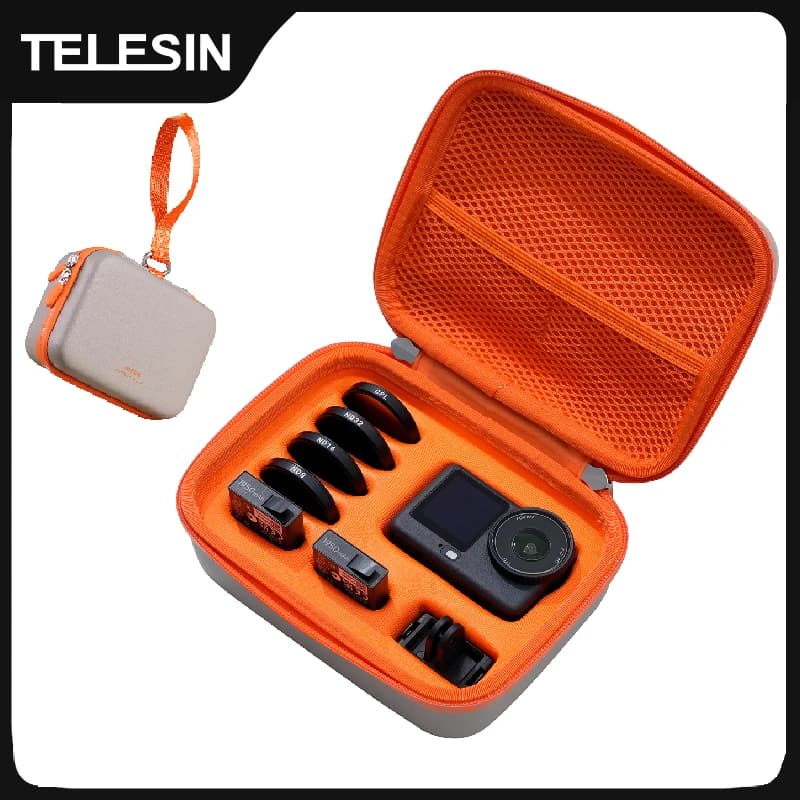 TELESIN DisAdv Custodia portatile per Action Camera Custodia per DJI Osmo Action 6 5pro 4 Borsa protettiva impermeabile con scatola di immagazzinaggio