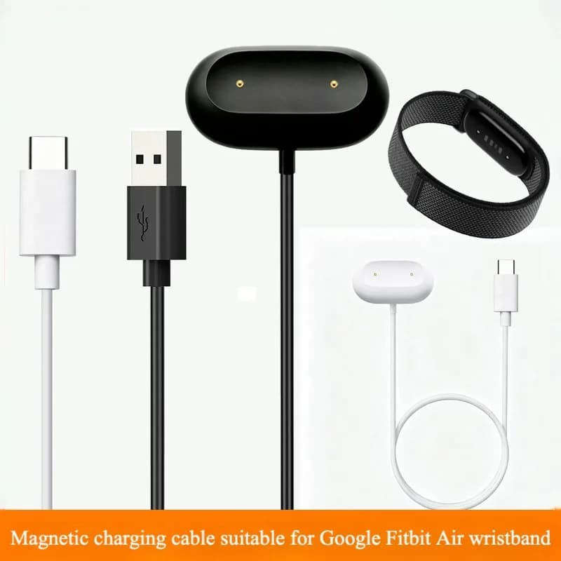 Fitbit Air Magnetic Charging Cable USB-A & Type-C Charger Cord For Google Fitbit Air Bracelet Black White Two Color Option