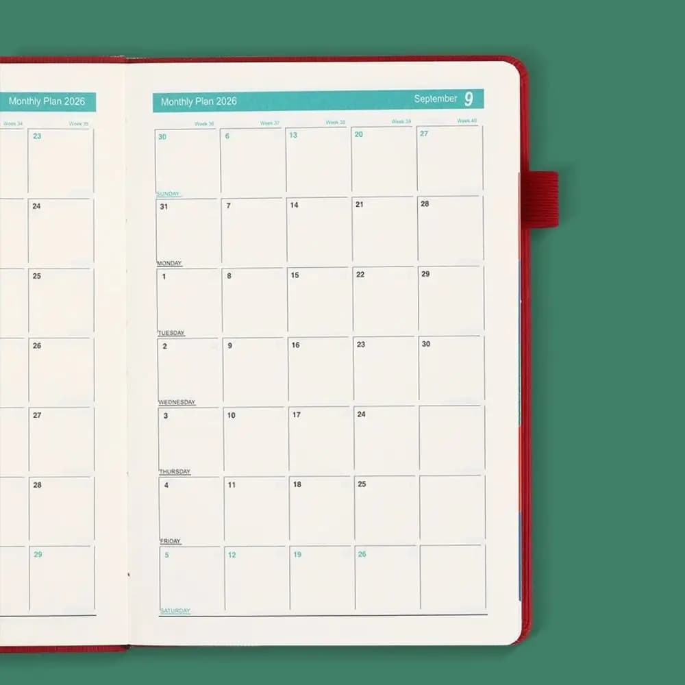 Inglese 2026 Agenda Planner Blocco note PU strutturato 12 mesi Lista delle cose da fare Notebook Carta spessa resistente all'usura