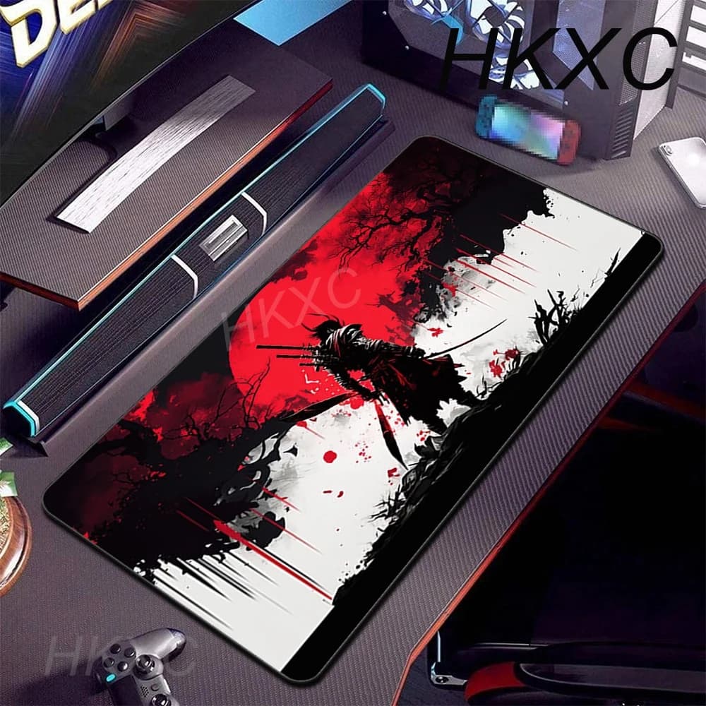 Red Sun Japanese Samurai Mouse Pad Gamer Custom New HD Computer Mousepad XXL Desk Mats Office Desktop Anti-slip Rubber Mouse Pad